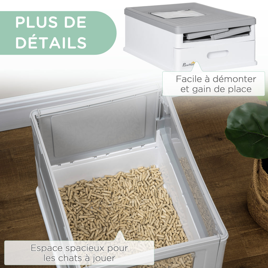 Lot de 2 maisons de toilette pour chat pliable double porte battante et supérieure pelle fourni 47,5 x 35,5 x 36,7 cm-6