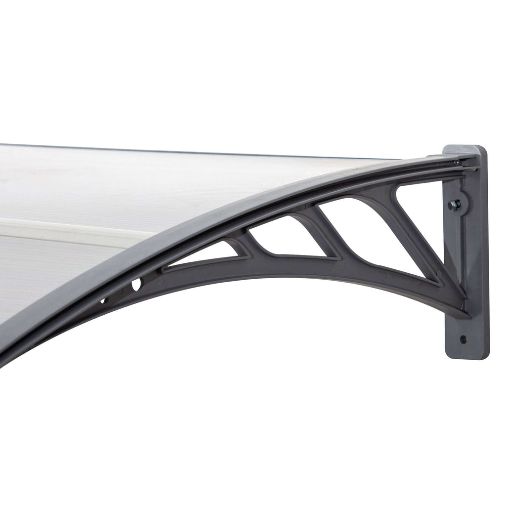 Auvent de Porte d'Entrée, Toit Marquise de Porte Extérieur en Polycarbonate et Aluminium Résistant 196x75cm, Transparent-8