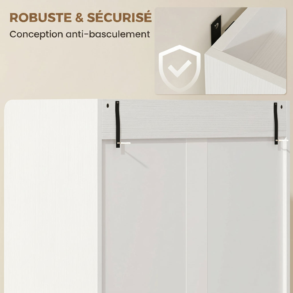 Meuble à chaussures 12 paires, armoire à chaussures étroite avec 2 tiroirs rabattables, étagères réglables, blanc-5