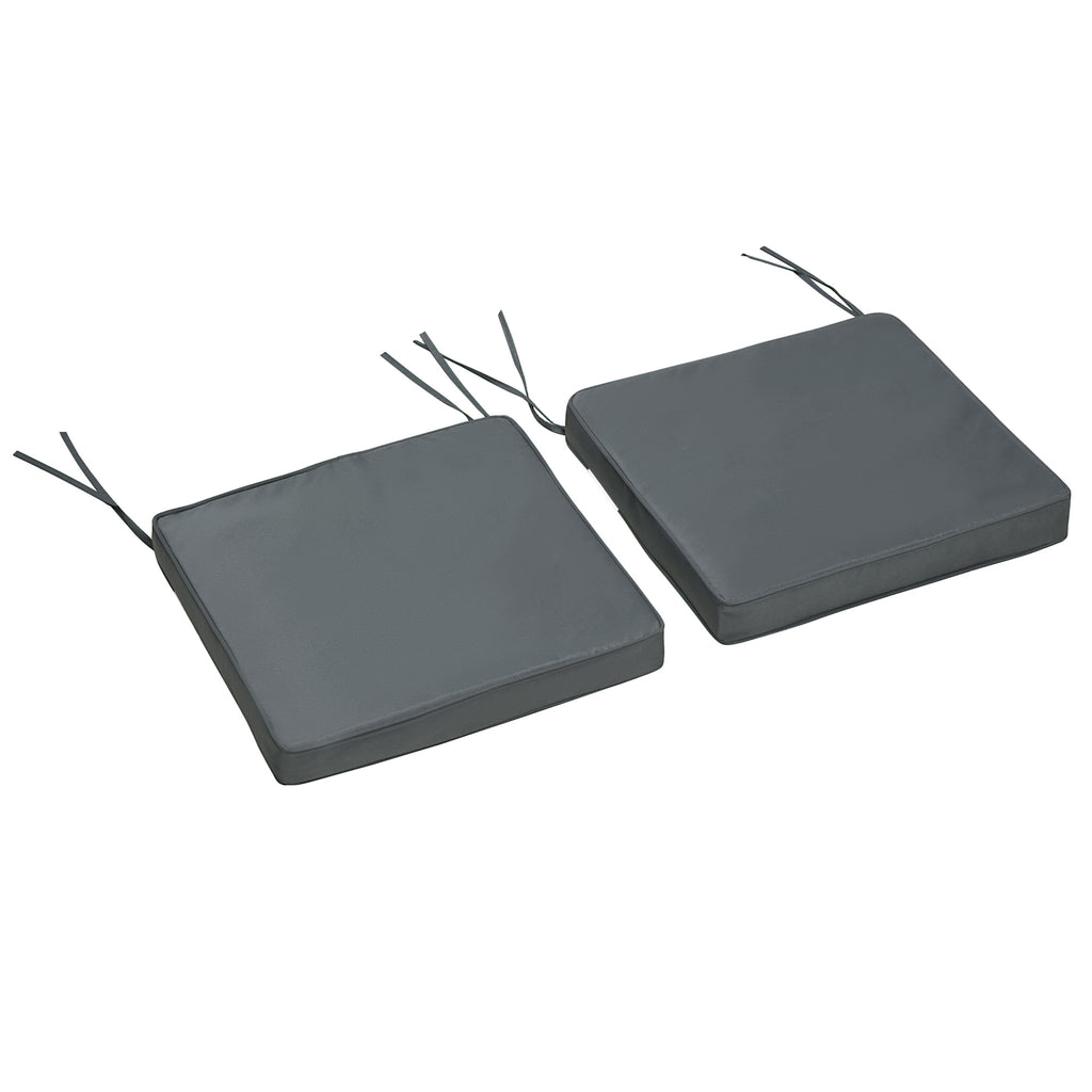 Lot de 2 Coussins de chaise de jardin Coussin chaise extérieur Coussins d'assise déhoussables Rembourrage 5 cm Tissu Polyester dim. 45L x 45l cm Gris foncé-9