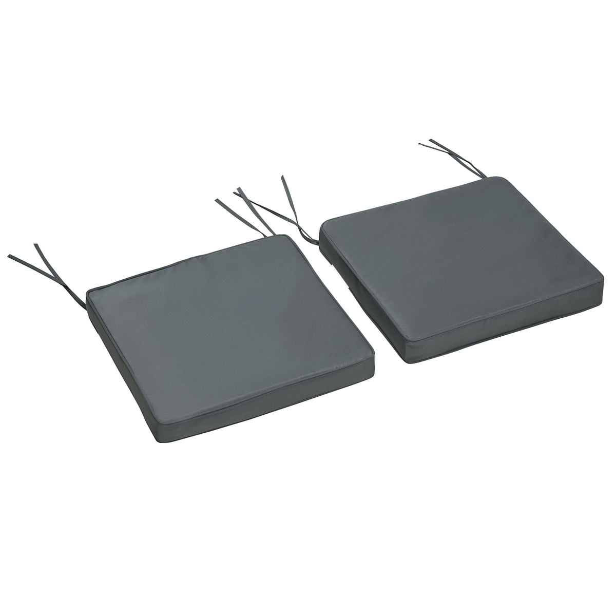 Lot de 2 Coussins de chaise de jardin Coussin chaise extérieur Coussins d'assise déhoussables Rembourrage 5 cm Tissu Polyester dim. 45L x 45l cm Gris foncé-9
