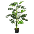 Plante artificielle modèle Monstera avec 21 feuilles en pot ciment, intérieur ou extérieur, dim. Ø16 x 100H cm-0
