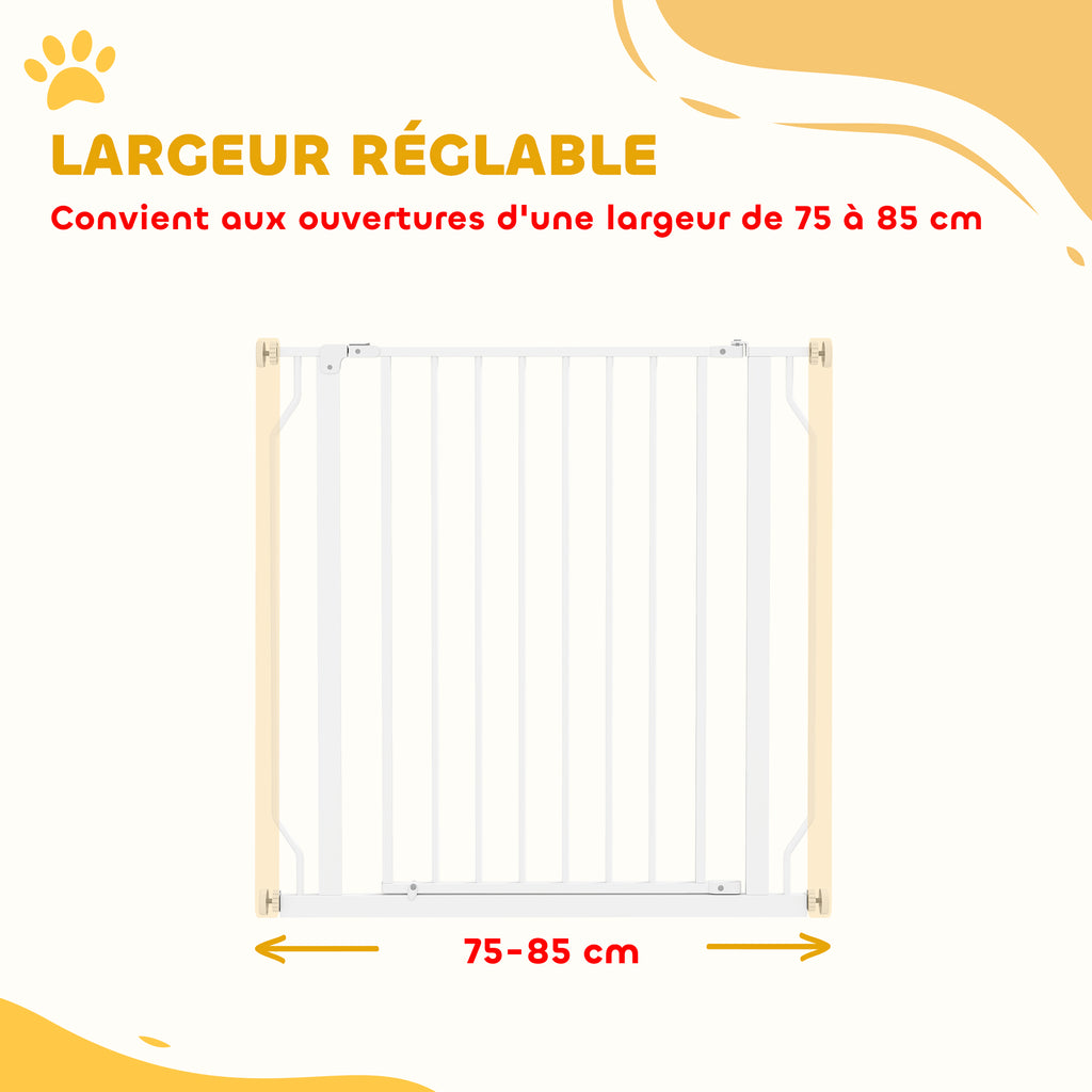 Barrière de sécurité barrière pour animal domestique longueur réglable dim. 75-85L x 76H cm blanc-3