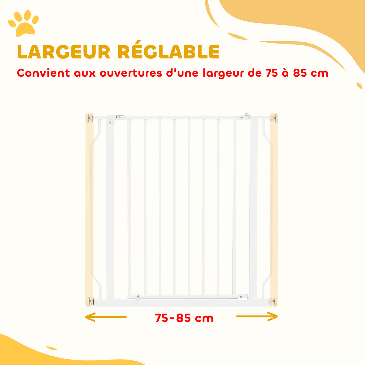 Barrière de sécurité barrière pour animal domestique longueur réglable dim. 75-85L x 76H cm blanc-3