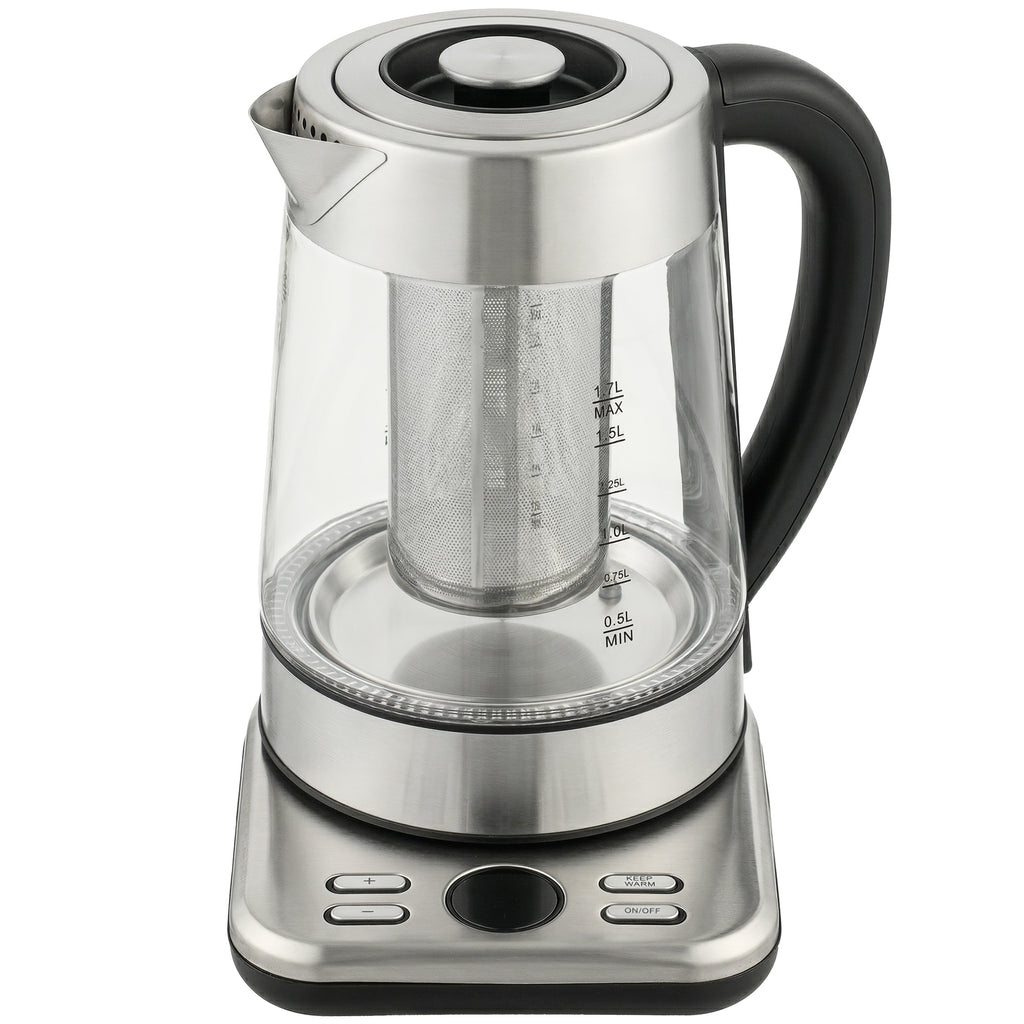 Bouilloire électrique, 1,7L, ébullition rapide 2200W avec thermostat strix, infuseur à thé, fonction maintien au chaud-0