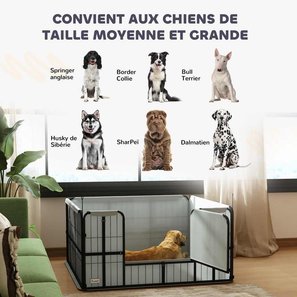 Parc de mise bas pour chien caisse de mise bas pour chiens avec porte tapis de propreté lavable 122 x 122 x 60 cm noir-7