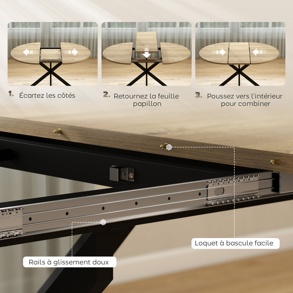 Table à manger extensible ovale pour 4 à 6 personnes, table de cuisine avec rallonge 100-135 cm, effet bois naturel-4