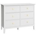 Commode à 6 Tiroirs, Meuble de Rangement, Chiffonnier avec Façades Rainurées, 100 x 40 x 78 cm, Blanc-0