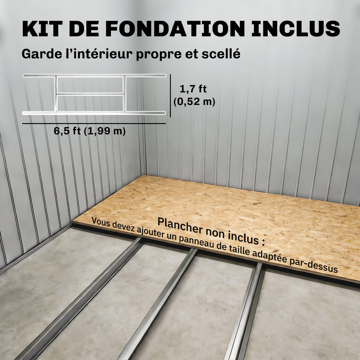 Abri de Jardin 2,42 m² - Remise pour Outils avec kit de fondation - cabanon Porte verrouillable - dim. 213L x 130l x 185H cm - tôle d'acier Vert-5