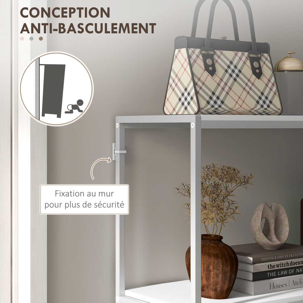 Table console en acier 2 étagères design moderne pour salon entrée couloir 100 x 30 x 87 cm blanc-5