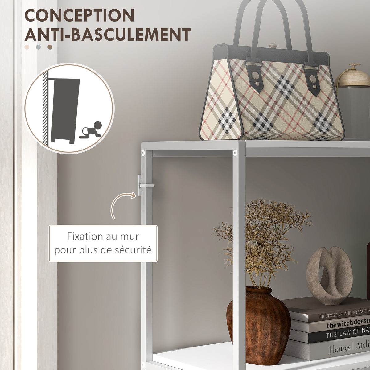 Table console en acier 2 étagères design moderne pour salon entrée couloir 100 x 30 x 87 cm blanc-5