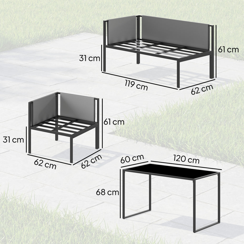 Salon de Jardin Canapé d'Angle Extérieur 6 Pièces Coussins 10cm Table Haute et 2 Repose-pieds Gris-2