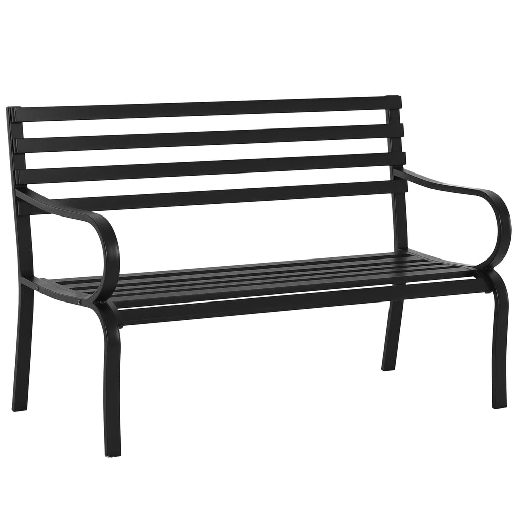Banc de Jardin Design Contemporain 2 Places dim. 127L x 58l x 82H cm métal époxy Noir-0