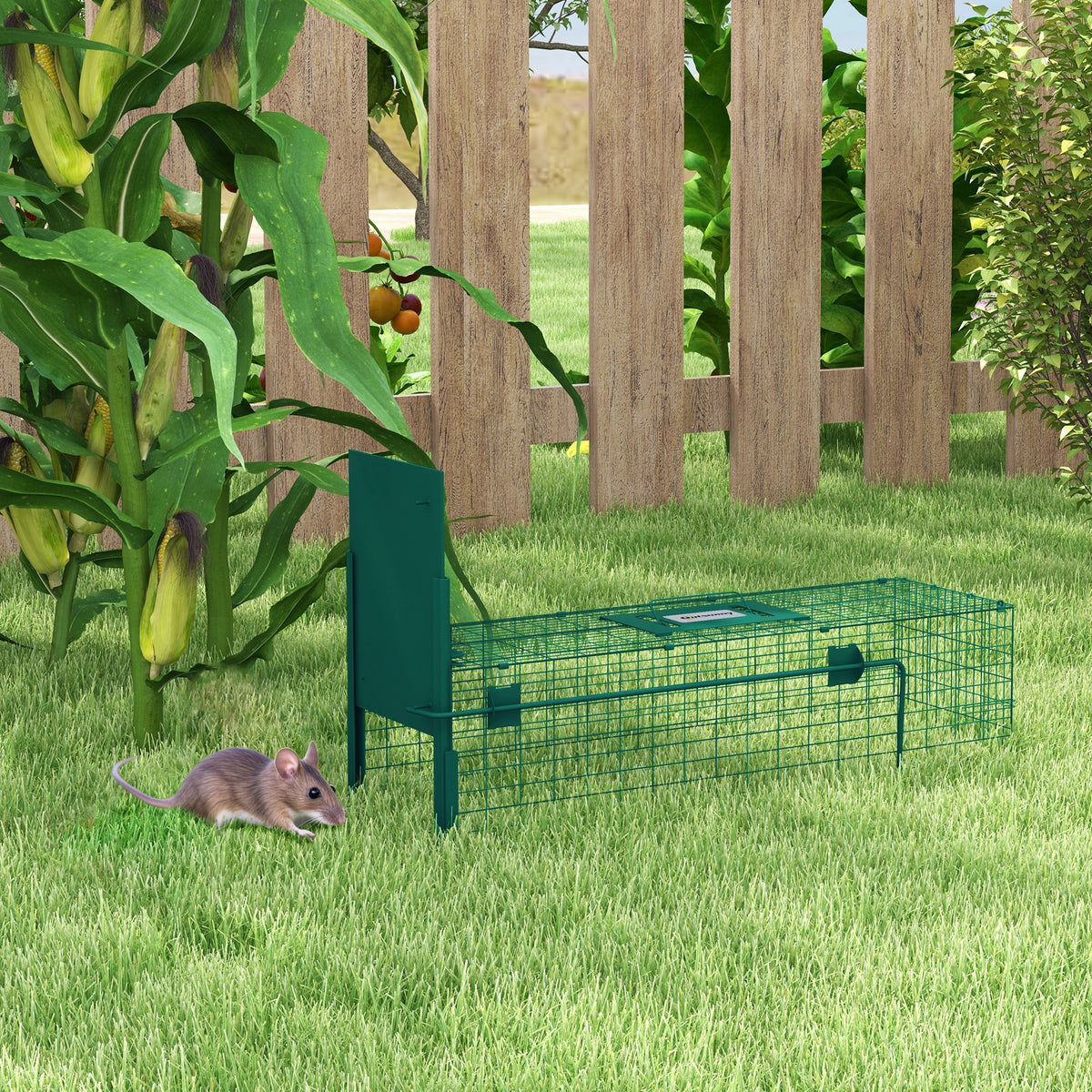 Cage attrape animaux nuisibles 1 entrée dim. 80L x 25l x 30H cm vert foncé-1