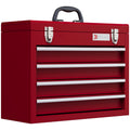Boite à outils métallique coffret à outils caisse à outils 4 tiroirs + plateau tôle acier 51 x 22 x 39,5 cm rouge-0