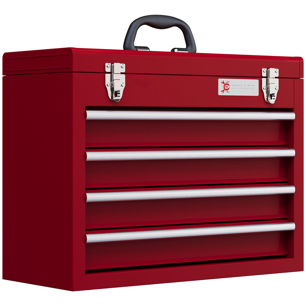 Boite à outils métallique coffret à outils caisse à outils 4 tiroirs + plateau tôle acier 51 x 22 x 39,5 cm rouge-0