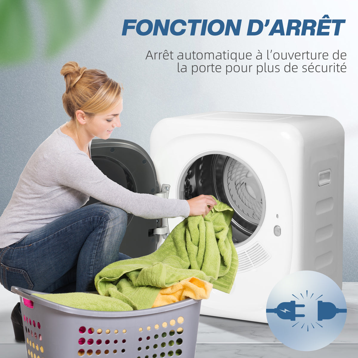 Sèche-linge à évacuation portable 4 Kg, sèche-linge 800 W compact, 5 modes de séchage, minuterie, blanc-6