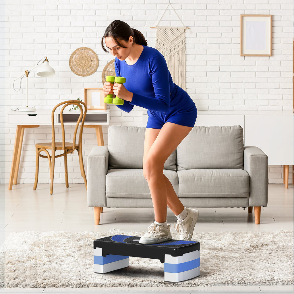Stepper Fitness Aerobic - hauteur réglable surface antidérapante 80 x 31 x 20 cm noir bleu-6