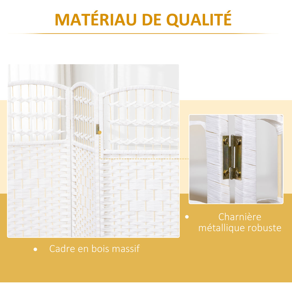 Paravent intérieur en bois séparateur de pièce cloison pliable 4 panneaux 160 x 170 cm blanc-4