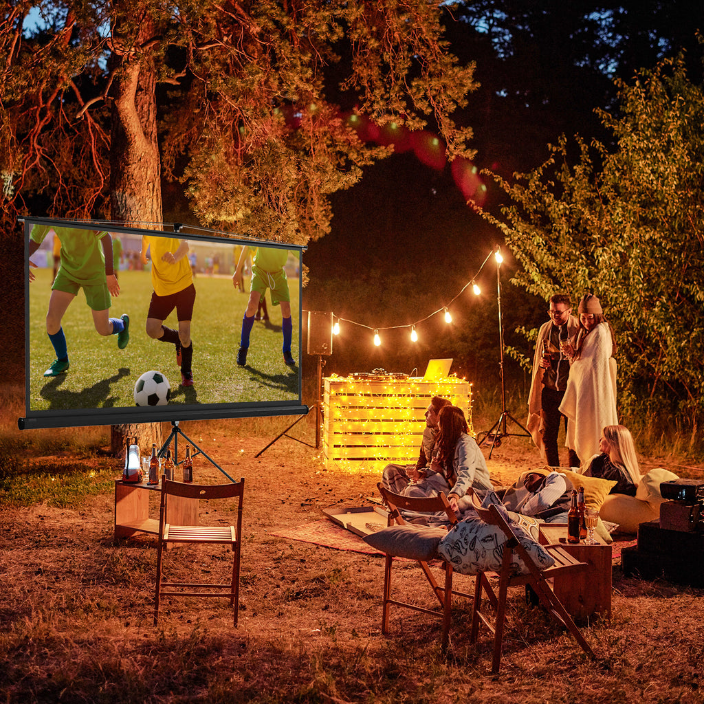 Écran de projection 100 pouces avec support trépied hauteur réglable, écran 4K HD 16:9-9