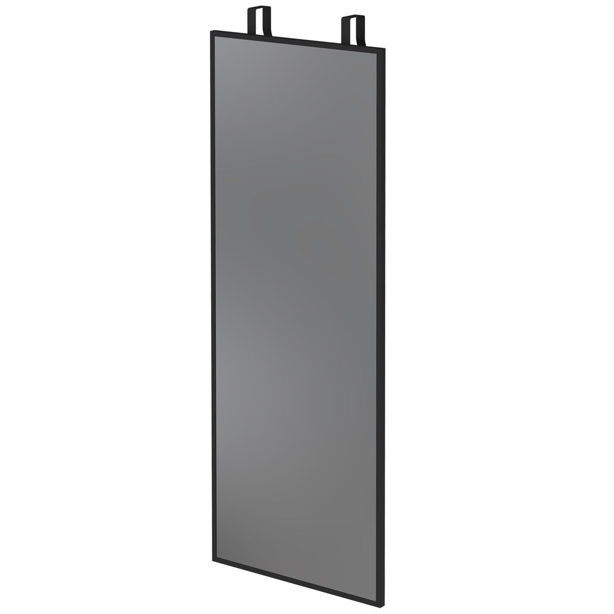 Miroir Mural Rectangulaire 110 x 40 cm, Crochets, Hauteurs Réglables, Verre Trempé, Cadre en Alliage d'Aluminium, Noir-0