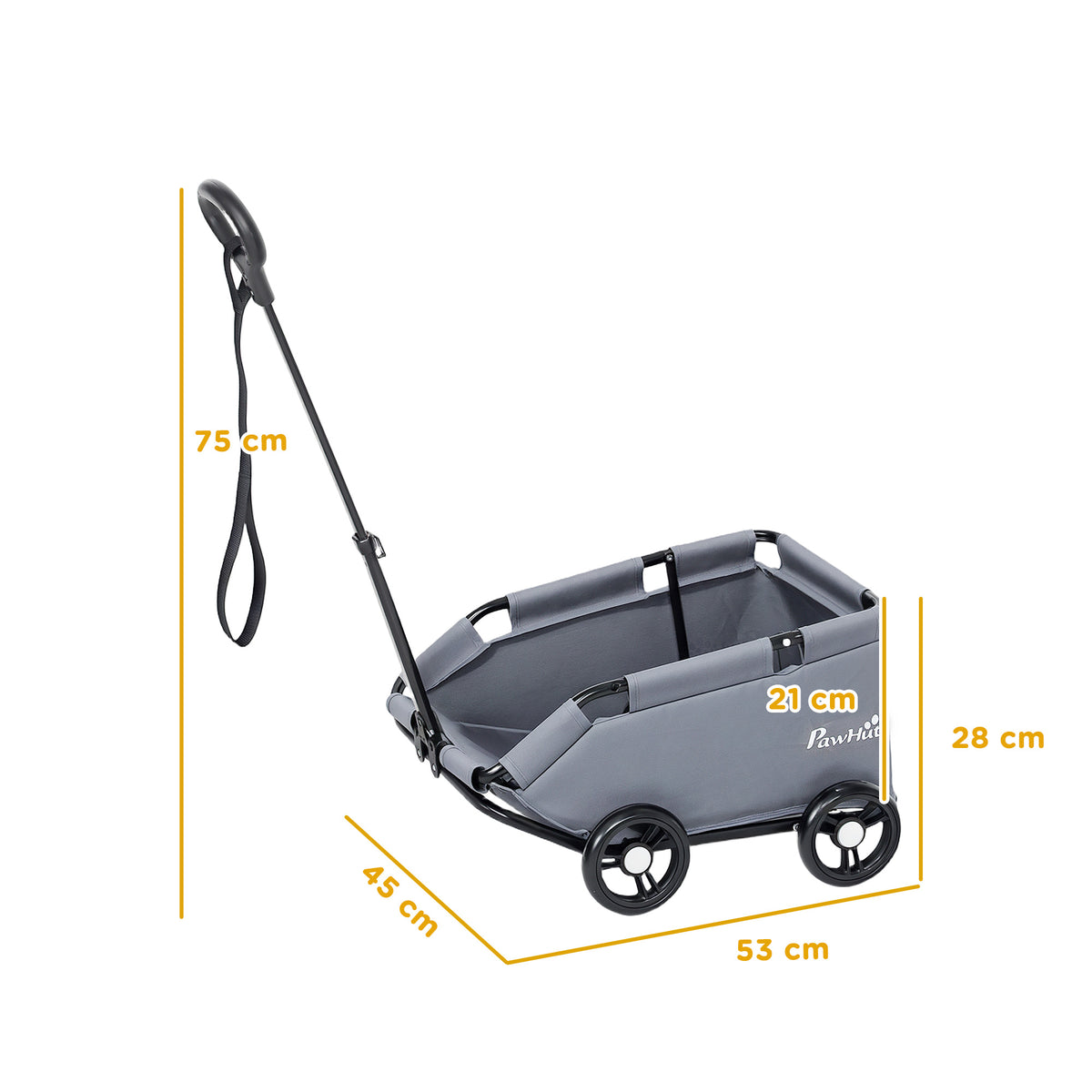 Poussette pour chien poussette petit chien pliable à 4 roues avec tige de poussée réglable 53 x 45 x 28 cm gris-2
