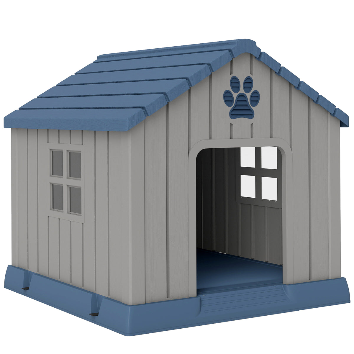 Niche pour chien extérieur maison chien extérieur bouches d'aération et plancher suréleveé 85 x 79 x 82 cm bleu-0