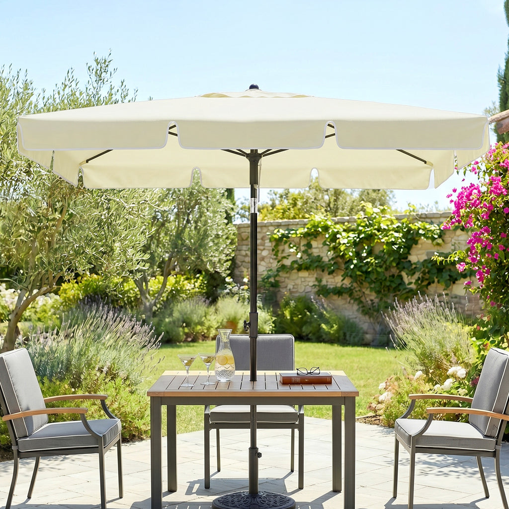 Parasol de jardin Parasol droit rectangulaire inclinable alu métal polyester haute densité 2 x 1,3 m beige clair-9