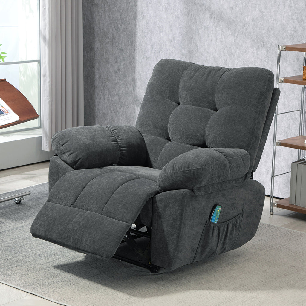 Fauteuil de massage fauteuil relax avec vibration chauffage, inclination manuelle, télécommande inclus, gris-9