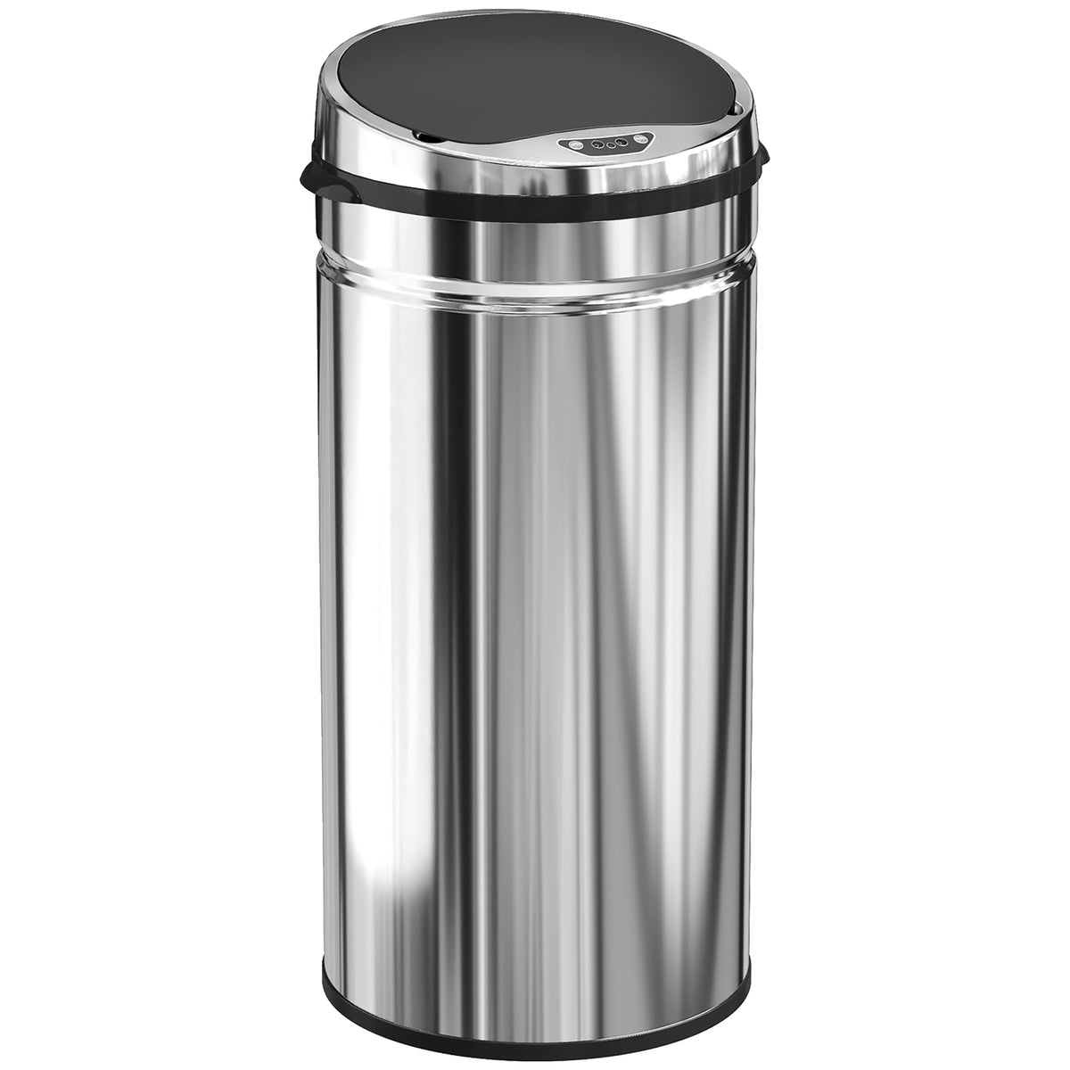 Poubelle à capteur de mouvement ouverture automatique 1 bac de 42 L en acier inoxydable noir et argent-0