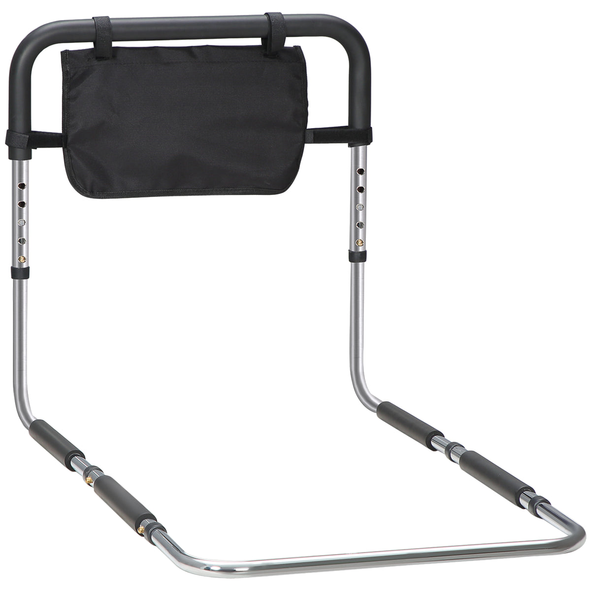 Barre d'appui lit barrière sécurisée protection poignée réglable 5 hauteurs pochette rangement 87Lx51,5lx45-55H cm-0