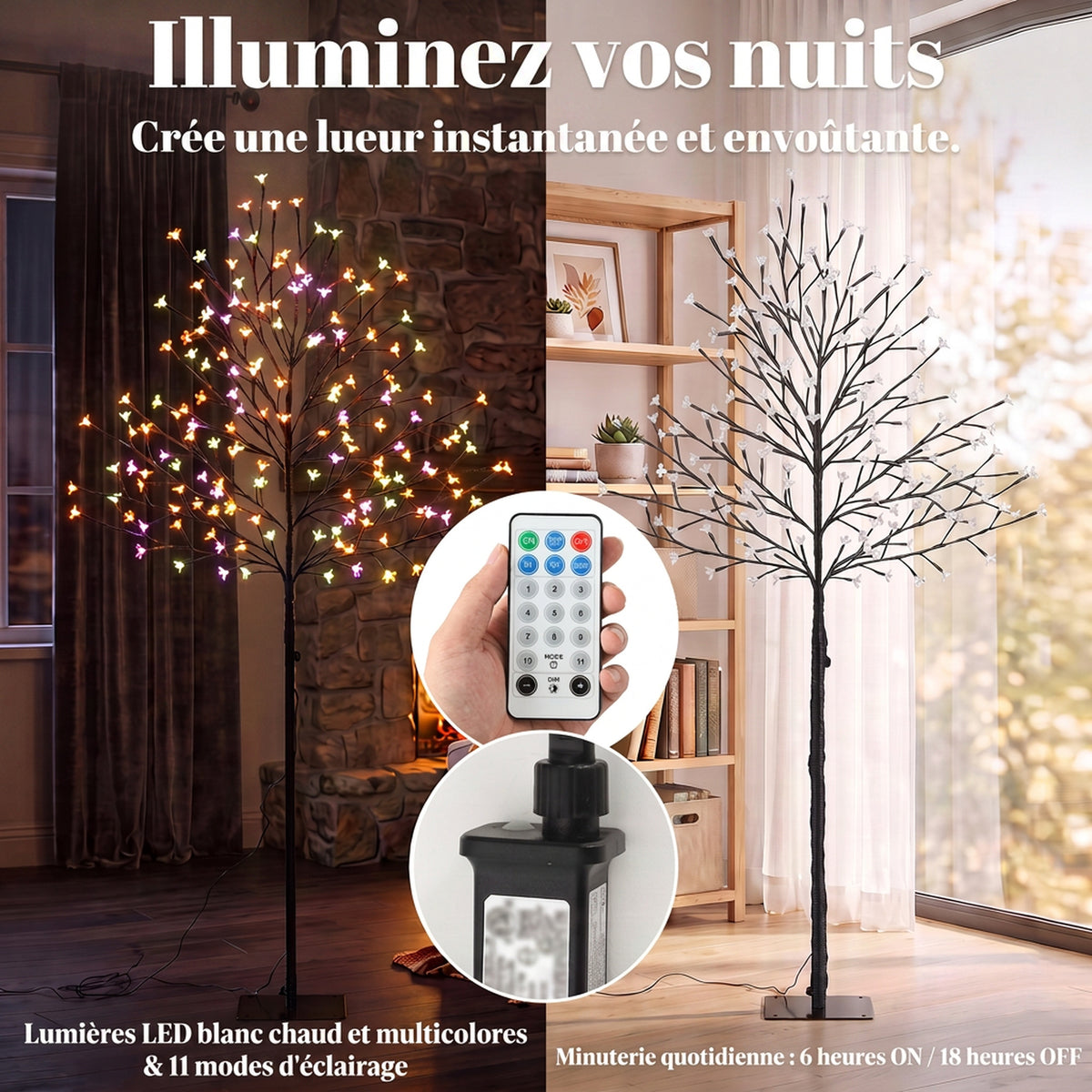 Arbre lumineux 150cm Cerisier Artificiel Lumineux  160 LED et 16 Branches Flexibles, Décoration Intérieure et Extérieure-4
