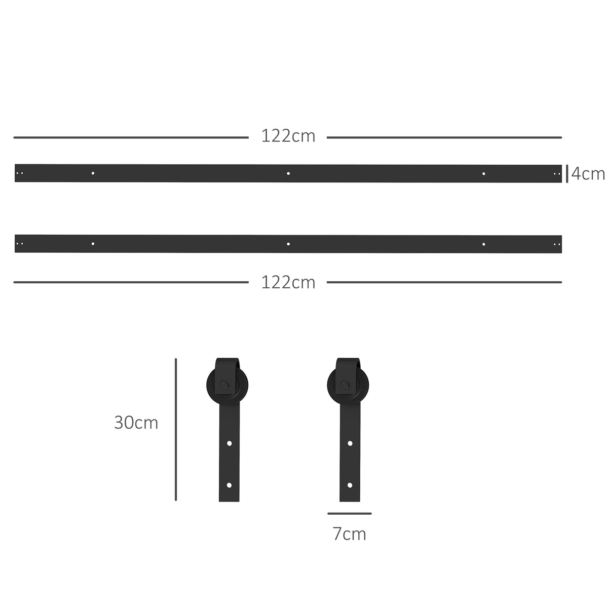 244 CM quincaillerie de porte coulissante sans perçage kit de rail pour porte de grange simple en acier noir-2