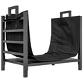 Porte-bûches, range-bûches, avec transporteur amovible, intérieure, 49l x 34P x 44H cm, métal, noir-0