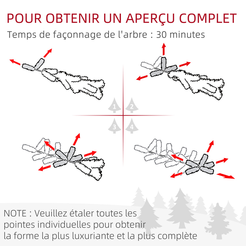 Sapin de Noël Artificiel 210 cm Arbre de Noël Slim avec support en acier pliable, 687 branches épines Vert-6