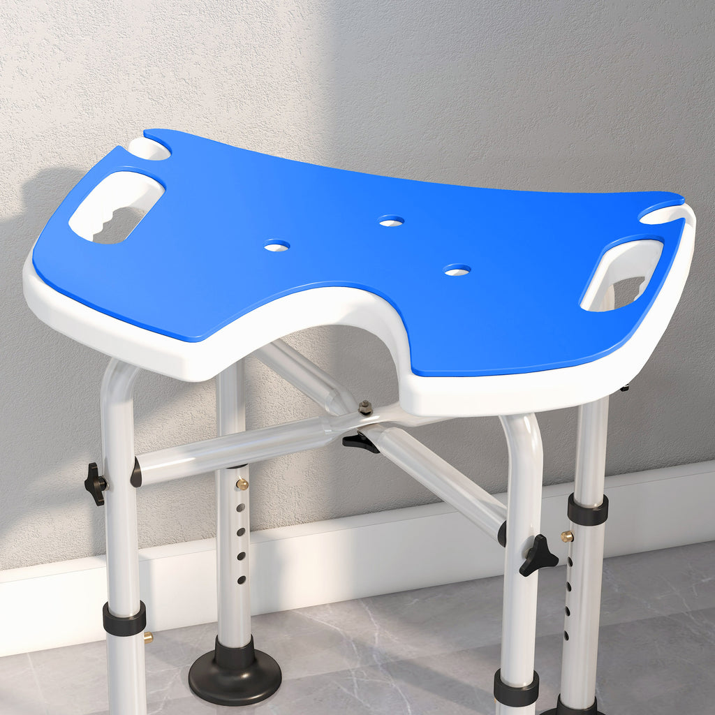 Tabouret de douche siège de douche hauteur ajustable 39-51,5 cm barre d'appui à ventouse patins à ventouse bleu foncé-8