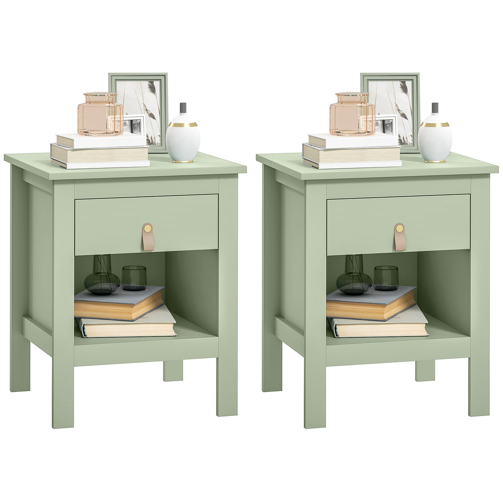 Lot de 2 tables de chevet avec tiroir et compartiment ouvert, 45 x 40 x 55 cm, vert-9
