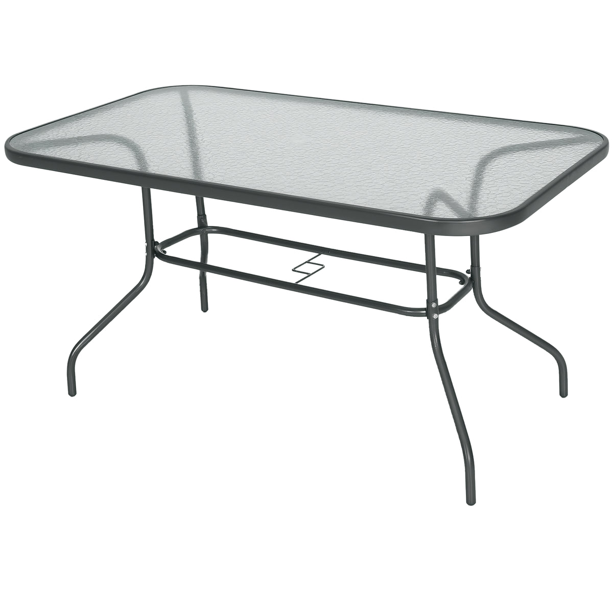 Table de Jardin rectangulaire dim. 140L X 80l x 70H cm métal époxy Gris Plateau Verre trempé-0