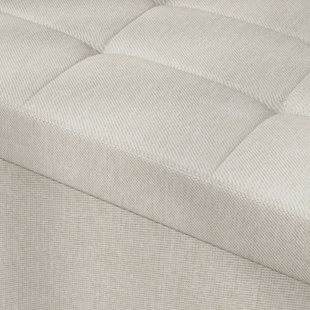 Banc de rangement pouf de rangement pliable bout de lit repose-pieds avec couvercle capitonnée 76L x 38l x 38H cm crème-8