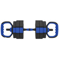 Ensemble d'Haltères Musculation 6-en-1 Haltère Réglable 30 kg Kettlebell, Barre de Musculation Support pour Pompes Bleu-0