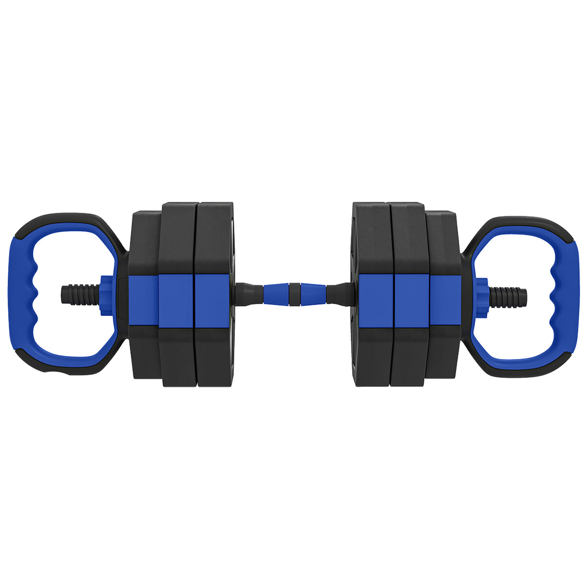 Ensemble d'Haltères Musculation 6-en-1 Haltère Réglable 30 kg Kettlebell, Barre de Musculation Support pour Pompes Bleu-0