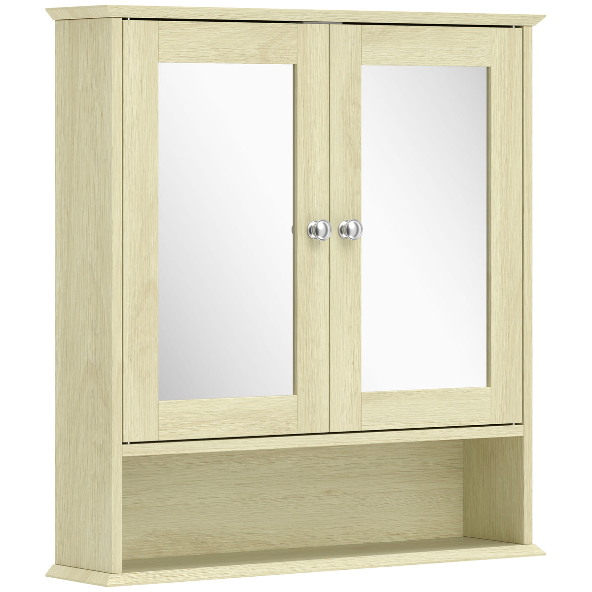 Armoire murale salle de bain avec miroir, 56 x 13 x 58 cm, meuble salle de bain avec Portes Miroir Doubles Bois Naturel-0