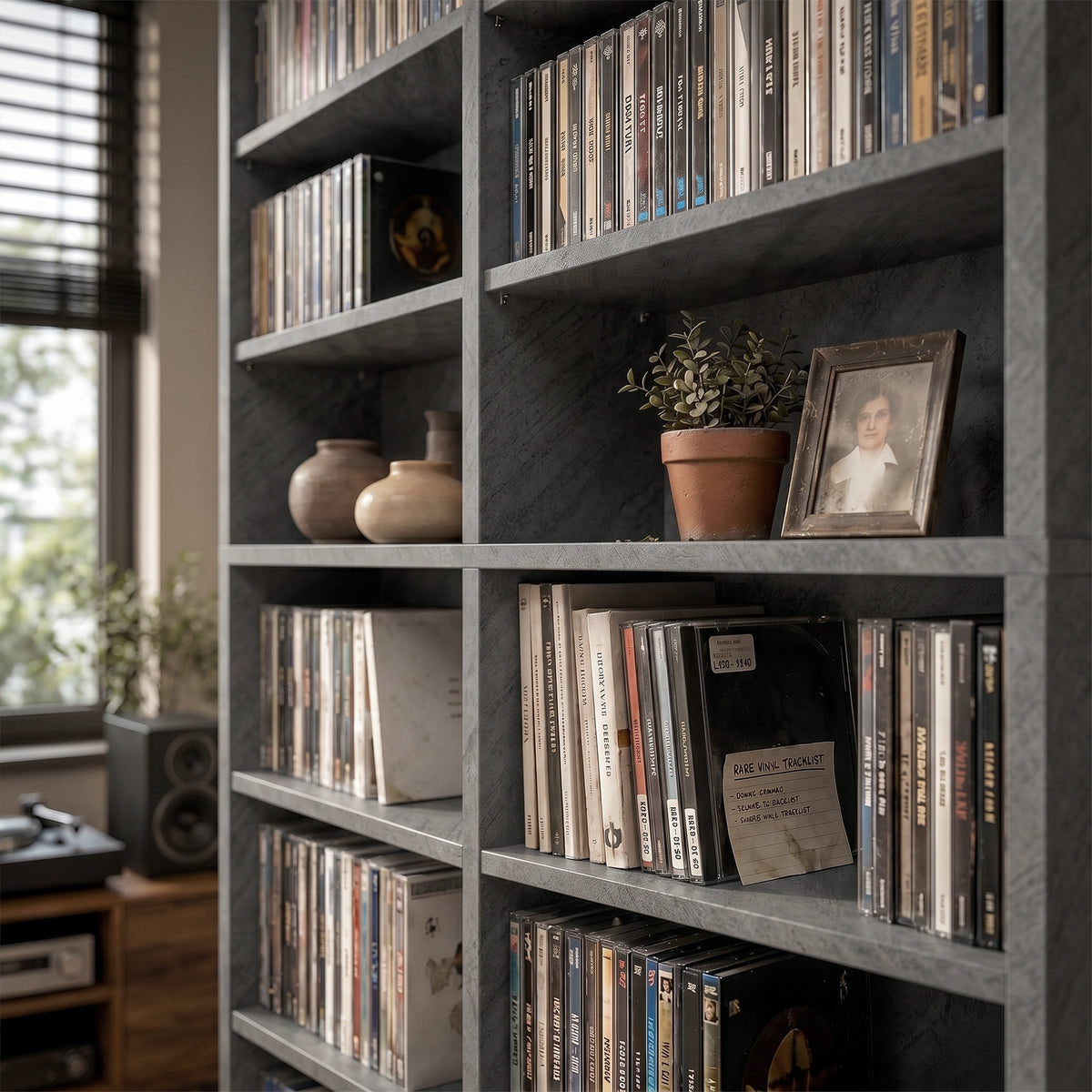 Rangements pour CD et DVD 18 compartiments capacité max. 640 CD/360 DVD 430 Blu-ray 78,5 x 24 x 175 cm gris clair-9