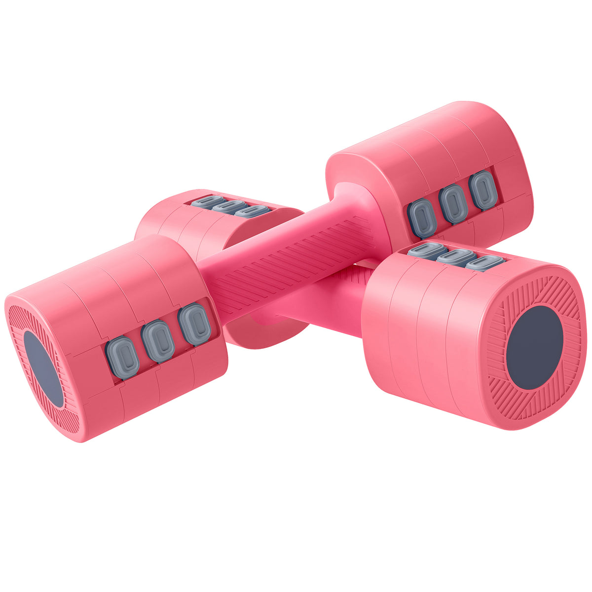 Ensemble d'Haltères Réglables 5 kg 4 en 1, Paires d'Haltères 1kg/1,5kg/2kg/2,5kg avec Poignée Antidérapante, Rose Cerise-0