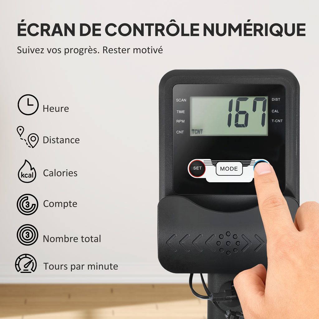 Rameur à eau, rameur musculation d'appartement réservoir ajustable 6-11L écran LCD support de tablette 170x46x77cm noir-5