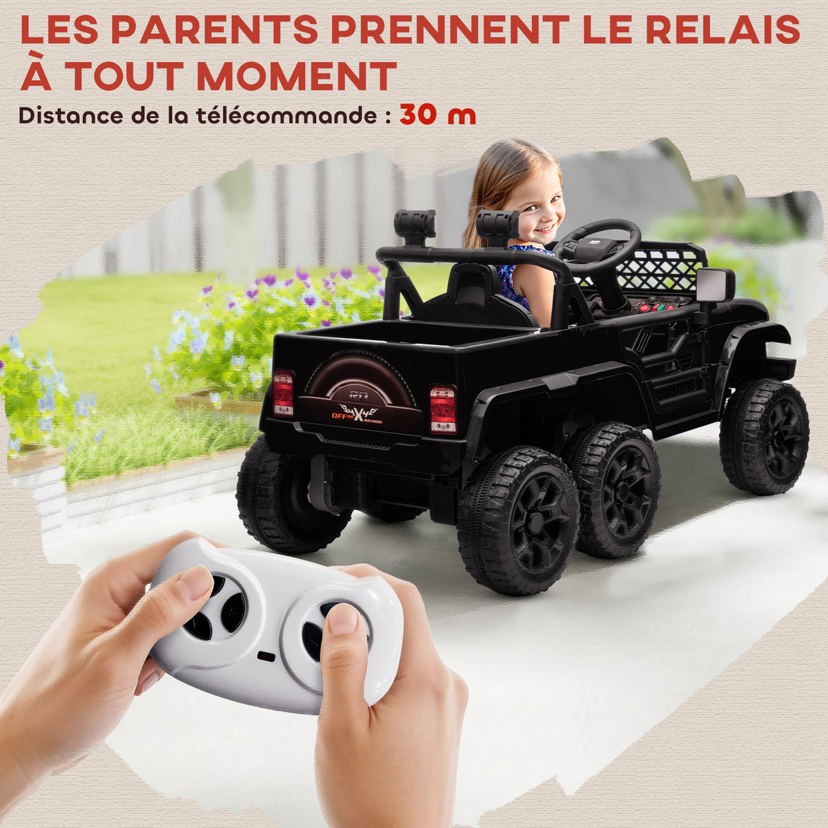 Voiture électrique enfant buggy électrique enfant 2 moteurs 12 V 3 vitesses remorque arrière 122L x 62,5l x 65H cm noir-5