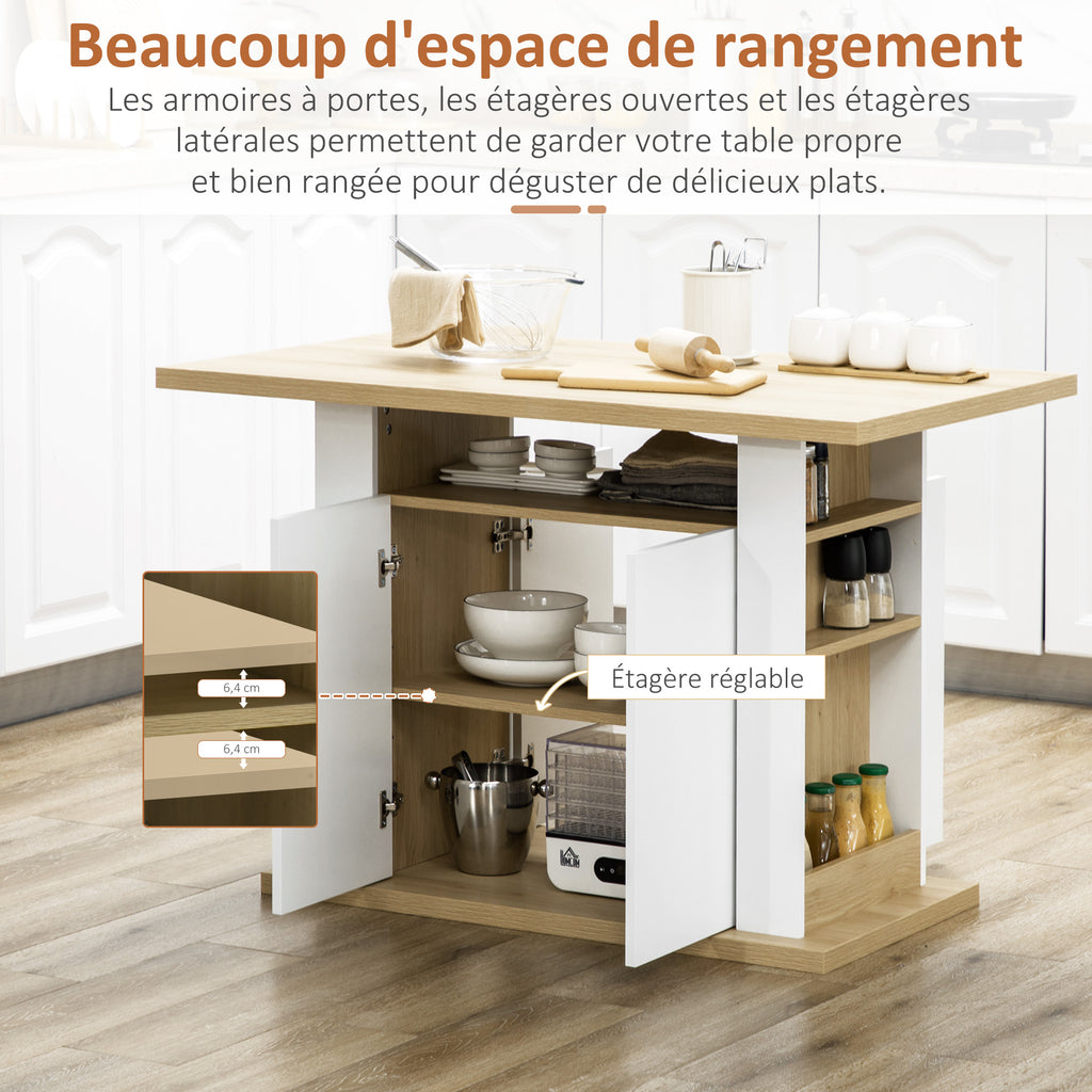 Ilot central cuisine table avec grand plan de travail 4 personnes - dim. 110L x 70l x 75,5H cm-5