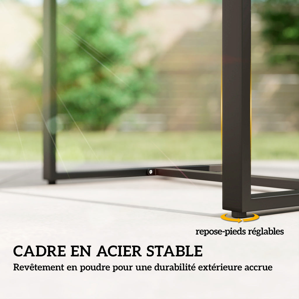 Salon de jardin extérieur en résine tressée 2 personnes, table de jardin avec 2 chaises, plateau en verre trempé, marron-7