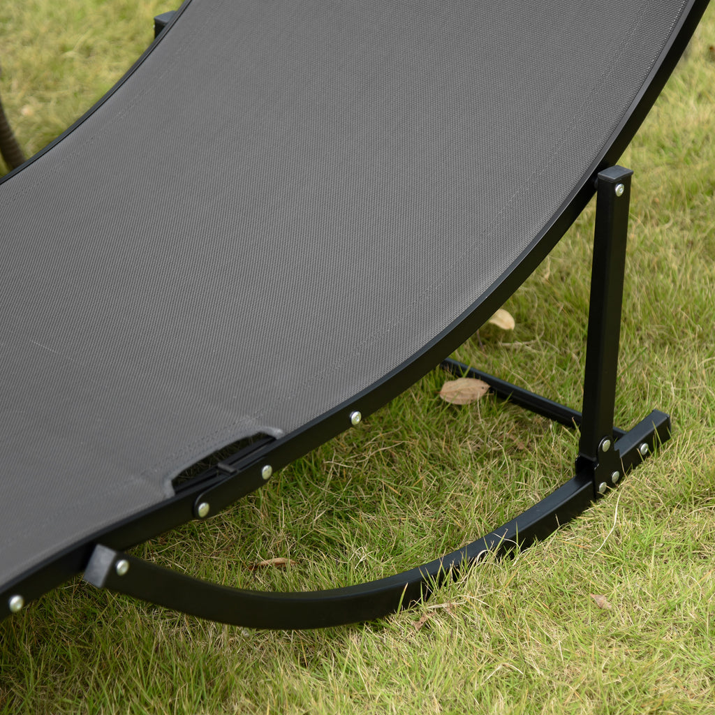 Lot de 2 bains de soleil pliables, chaise longue jardin extérieur en aluminium et textilène anthracite-8