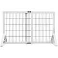 Barrière de sécurité pour chien barrière de protection à 2 panneaux largeur réglable 63-106 cm en bois acier blanc-0